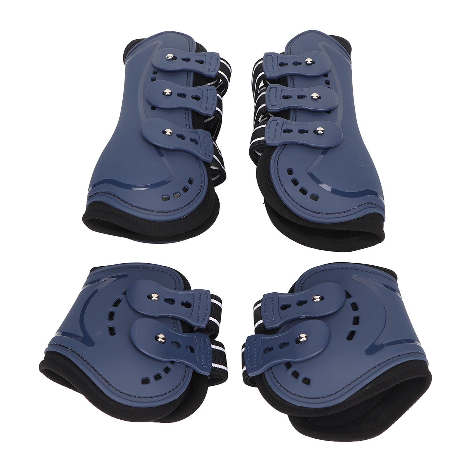 Parastinchi Cavalli Regolabili Aperti Anteriori in PU e Neoprene Traspiranti per Salto Blu Set da 4