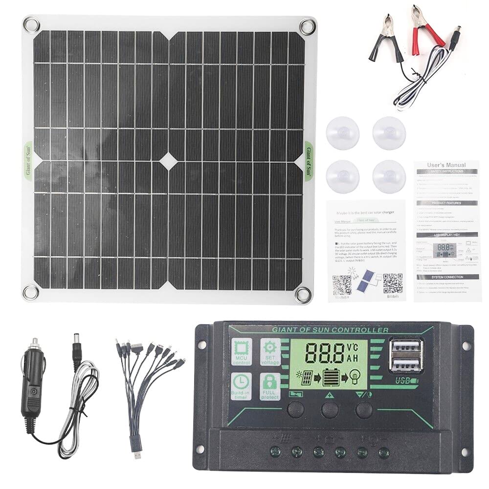 Kit pannello solare da 30 Watt, controller caricabatterie portatile da 12V 100A per auto, camper, roulotte, barca