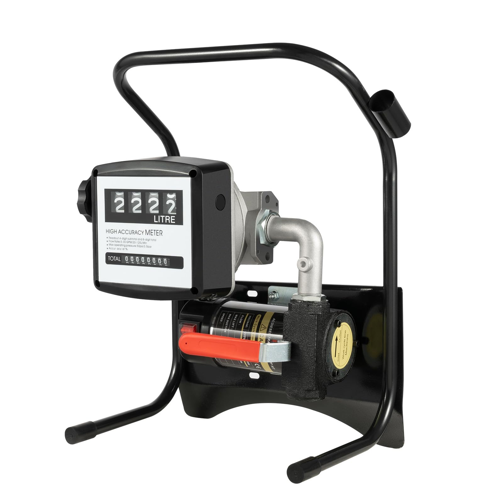 Pompa oleju opałowego i oleju napędowego 200 W, czarna, wysoka sprawność, pompa do odsysania oleju 3600 obr./min 45 l/min, automatyczny pistolet pompa przelewowa z precyzyjnym miernikiem, długi wąż