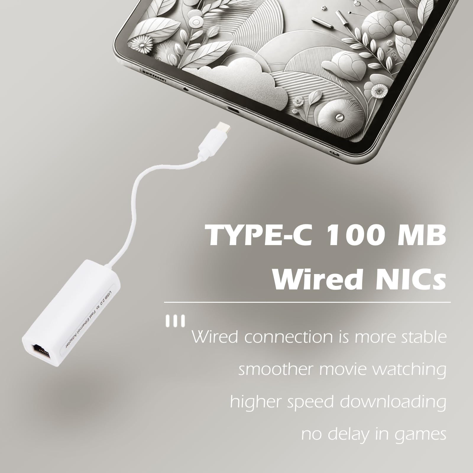 USB-C to Ethernet Adapter, High-Speed Network for Type-C Devices, Compatible with MacBook, Surface, for Windows 7/8/10/11, macOS and Andorid