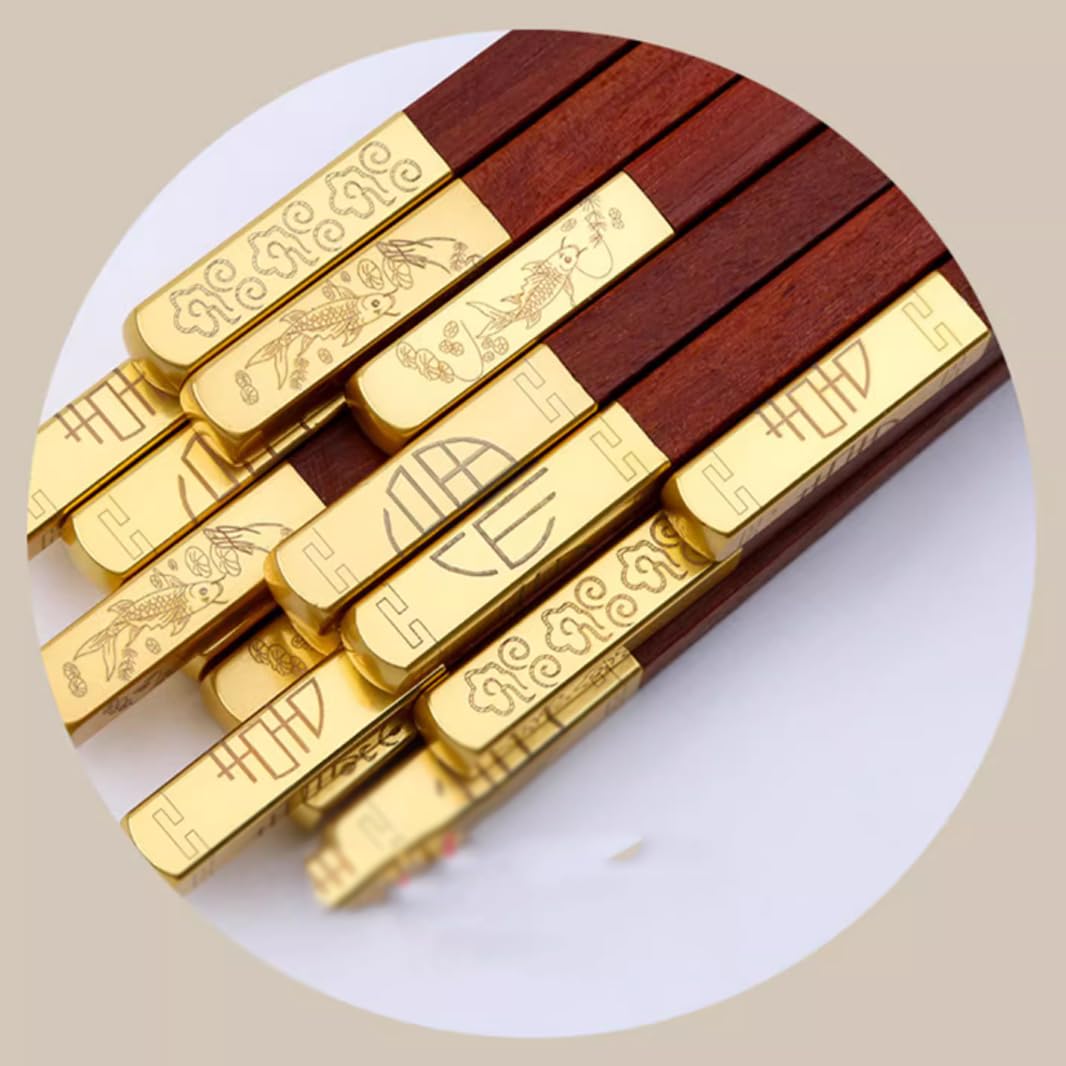 Coffret Cadeau de Baguettes réutilisables en Bois de qualité supérieure et de Repose-Baguettes - Baguettes Chinoises, japonaises et coréennes en Bois Naturel avec étui, Baguettes a(O)