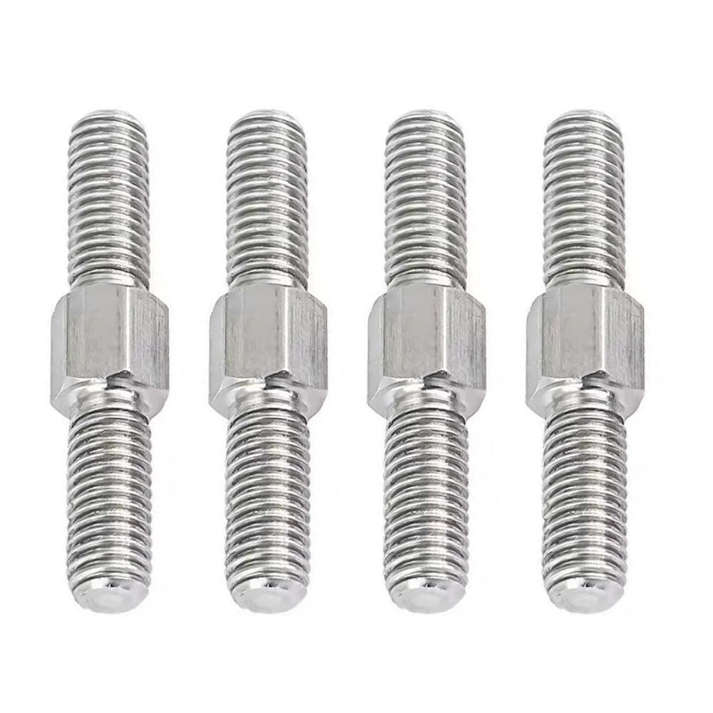 TopHomer 4pcs M6*70 Stainless Steel Hex Head Double End Studs Rods Right Left Hand Thread Screws