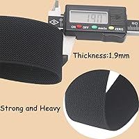 Vista 4 de Banda elástica de punto negro de 1-1/2 pulgadas, 10 yardas, 1.496 in, tejido de sarga de doble cara, correas elásticas pesadas, banda elástica