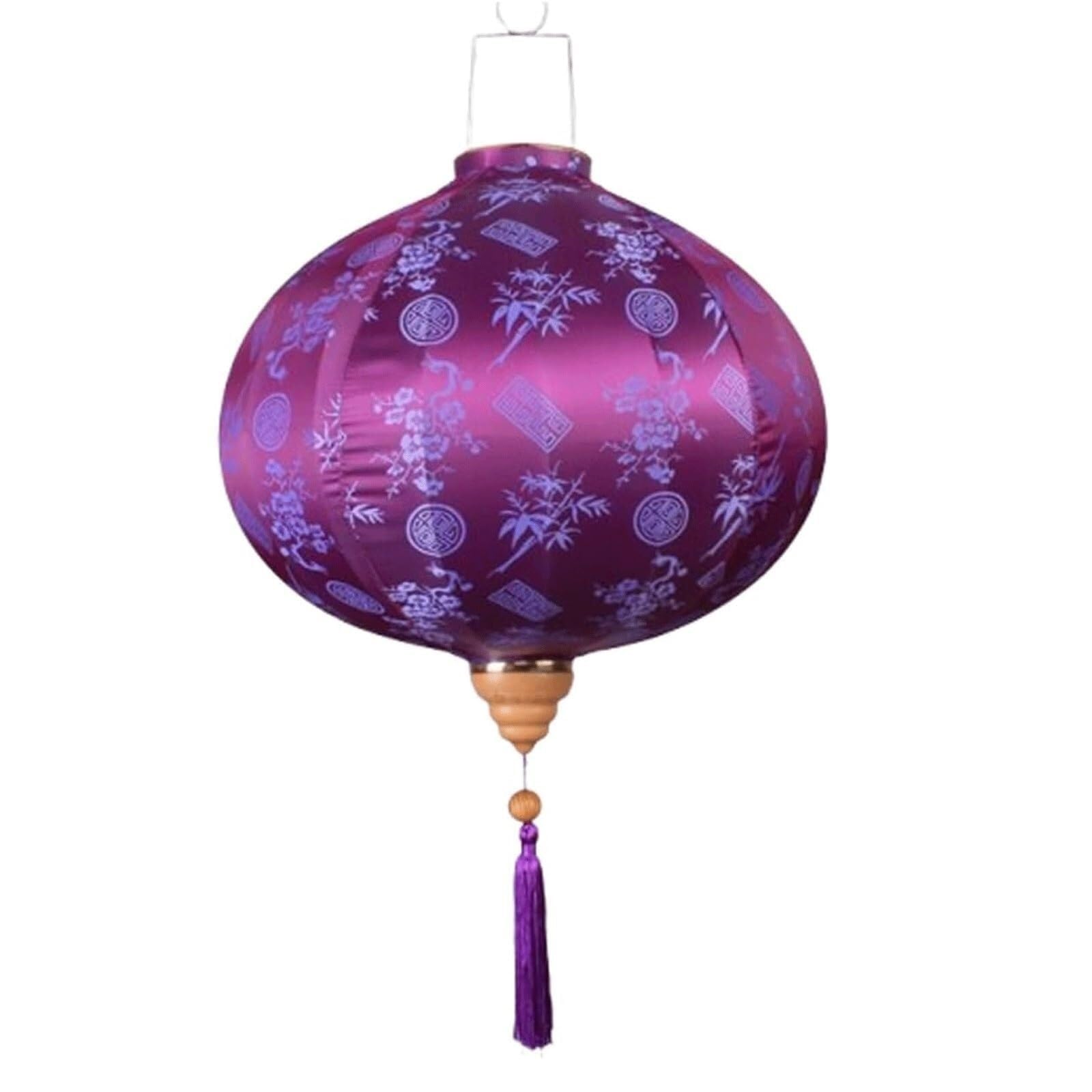 Asian lantern, Vietnamese Silk Lantern Oriental Chinese Round Jacquard with Tassel for Wedding, Party, Festival Hanging Decoration(Purple,12'')