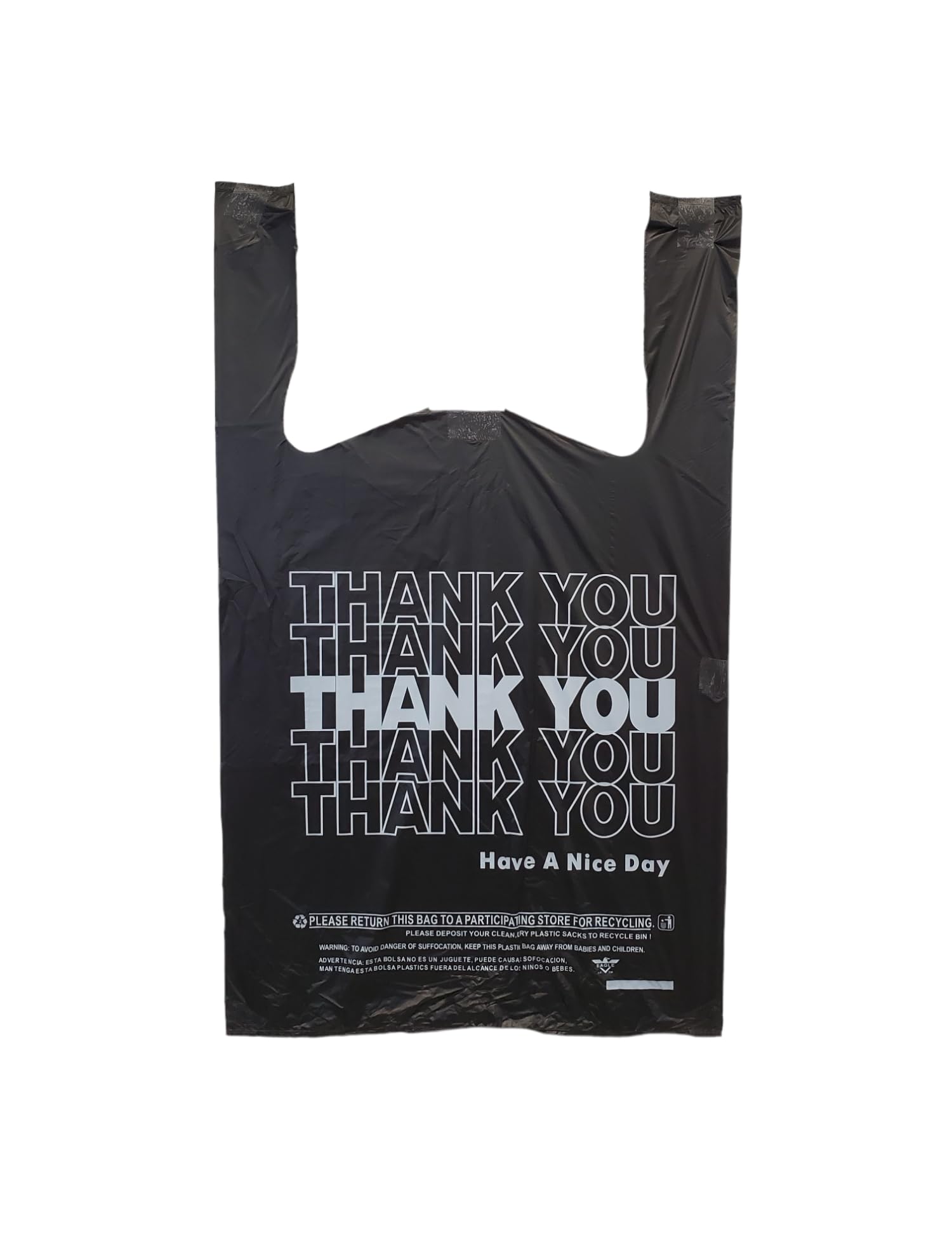 Grocery and Retail T-Shirt Shopping Bag 1/6 Size Buff Thank You 18 Mic