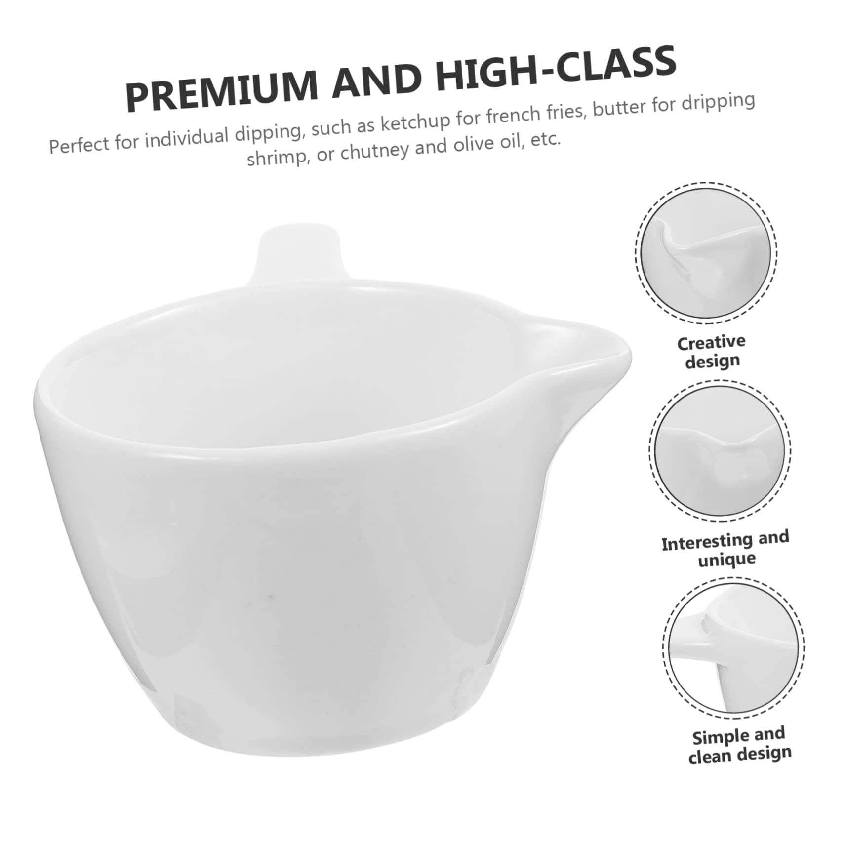 COLLBATH Small Saucer Pickle Serving Plate Cutlery Tray Wine Tumbler with Lid Condiment Container Dip Bowl with Handle Condiment Bowls Baking Pan Olive Oil Dipping Dishes Ceramics White