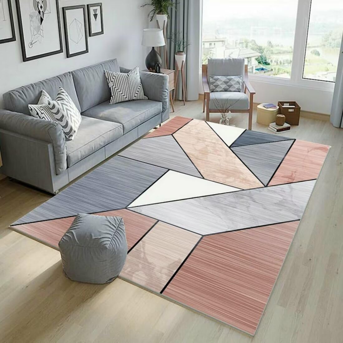 Tapis fille géométrique 140x270cm antidérapant pour grand salon et chambre