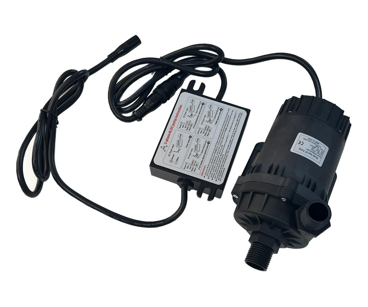 SHYSKY Powerful 24V 120W Micro Brushless DC Water Pump DC60E-24120S-1, Submersible Water Pump, Lift 39ft Flow 1003GPH, Low Noise, For Industrial, Yacht Cooling Circulation, No Self-Priming