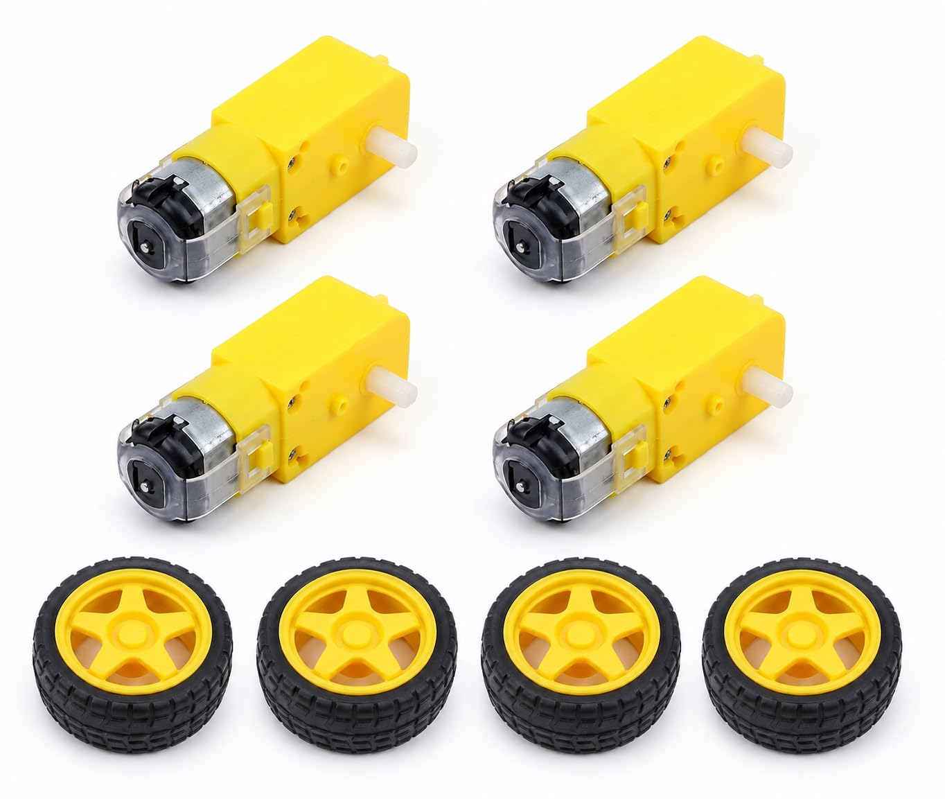 Pack of 4 BO Motor & 4 Robot 65mm Wheel, 150RPM Dual Shaft DC Geared Motor with 65mm Reinforced Rubber Wheel for DIY Smart Car, Arduino, STEM Robotics Projects-image-31