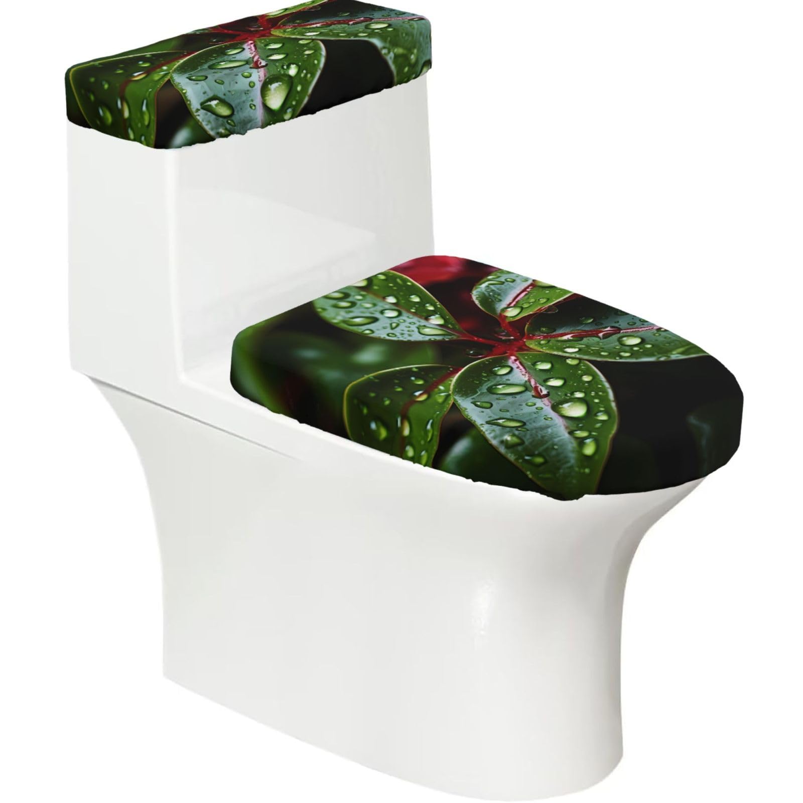 Mrowyc Black Poinsettia Printed Toilet Seat Set - Set Of 2 - Universal Toilet Seat Cover - Housewarming Birthday Christmas Gift