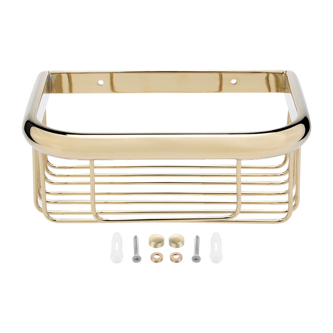 Aexit 8-inch Length Home hardware Brass Rectangle Shape Bathroom Shower Caddy Basket Gold Tone Model 61as246qo553