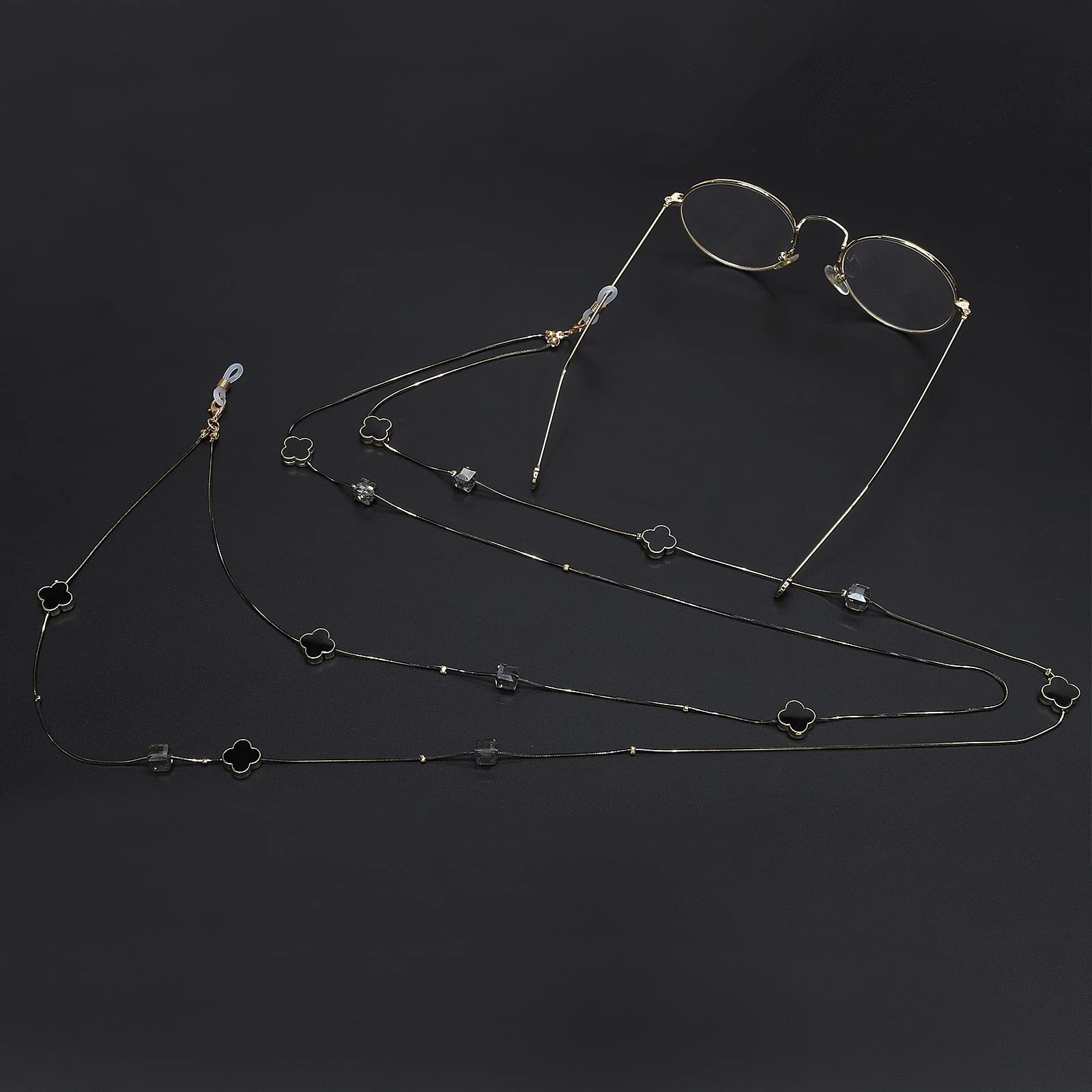 Modische Pulloverkette, Brillenkette, zweizweckige Schwarze Anhänger-Doppelbrillenkette