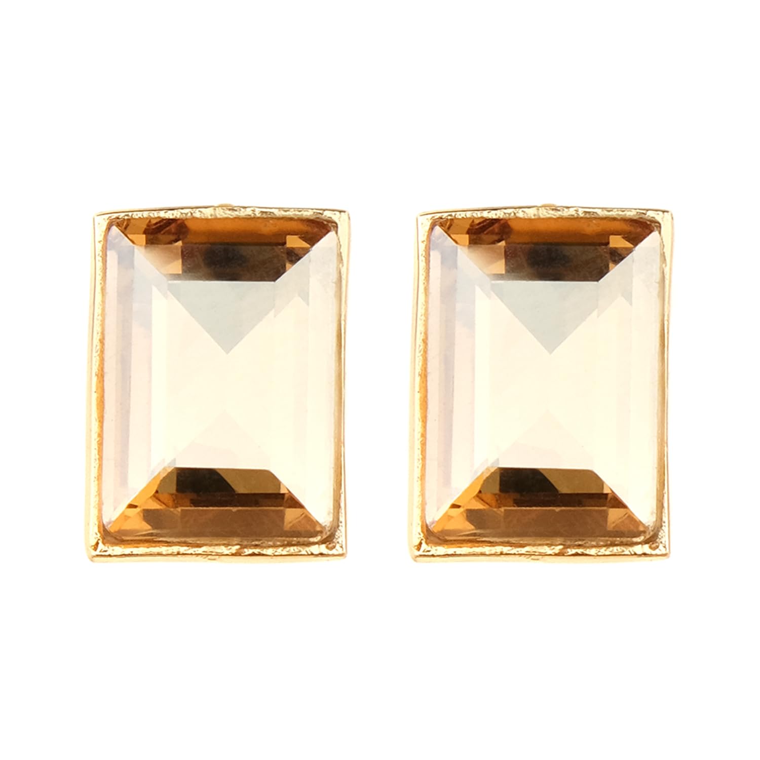 XPNSVLuxury Latest Citrine Crystal Stud Light Weight Anti Tarnish Gold Plated Earrings Stylish Fashion Jewellery For Women and Girls