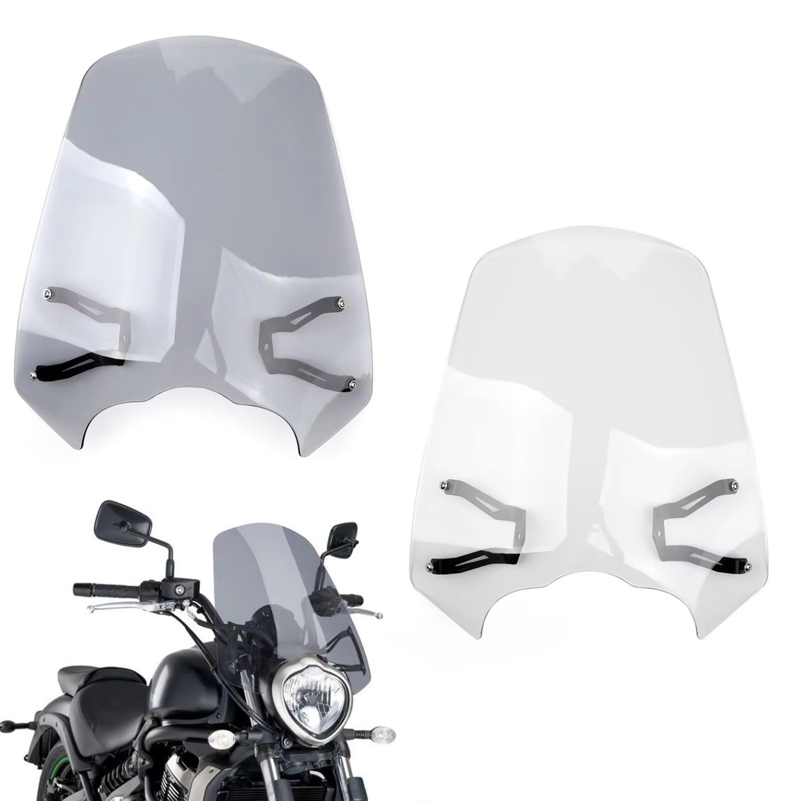 Moto Cúpula Para KAWASAKI Para Vulcan Para S 650 2015-2023 Parabrisas Soporte De Pantalla Cúpula Touring(GRAY)