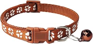 Litvibes Cat Collar Paw Design with Bell,Kitten & Small Dogs Soft Adjustable Collar,Safe,Breakaway for Cats & Puppies - Brown Price In India
