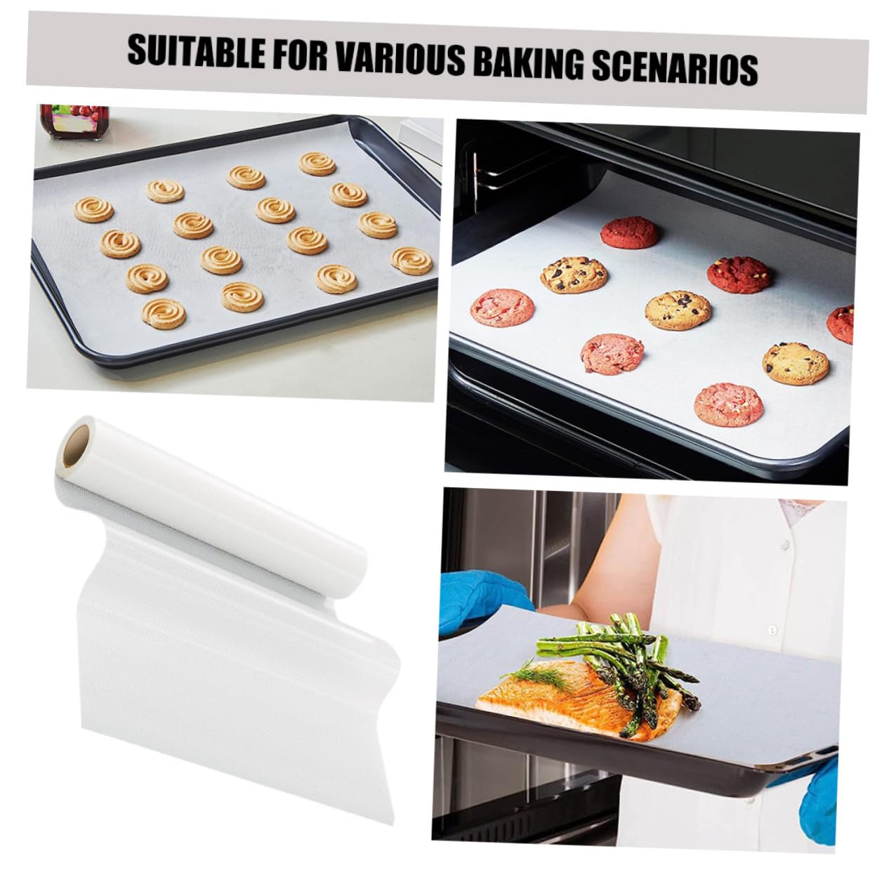 Wiederverwendbare Silikon Backmatte Rutschfest Hitzebeständig Antihaftbeschichtet Langlebige Dauerbackmatte für Backofen und Heißluftfritteuse Vielseitig