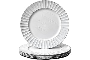 Exquisite 13" Antique White Scalloped Charger Plates for Sophisticated Table Settings (Set of 6)