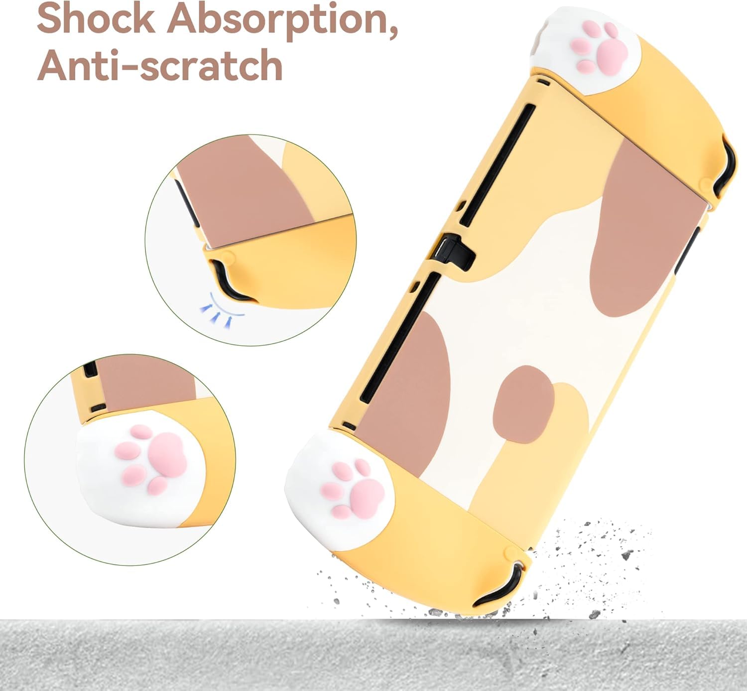 GeekShare Jolie Coque de Protection Ergonomique Compatible avec Console Switch OLED et Joy Con, Absorption des Chocs et Anti-Rayures pour modèle Switch OLED - Jaune