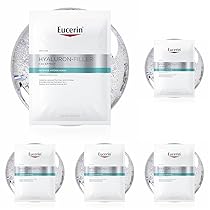 Eucerin Hyaluron-Filler Hyaluron Maschera Intensiva, Maschera viso antirughe in tessuto di biocellulosa, Formula idratante con Acido Ialuronico per tutti i tipi di pelle (Confezione da 5)
