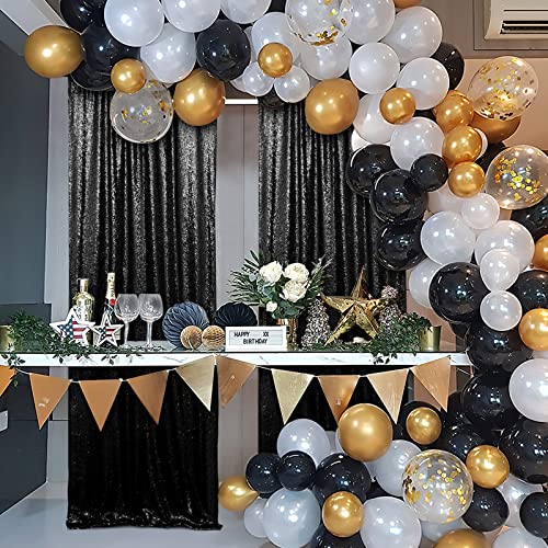 Black Backdrop Curtains For Parties 2 Panels 2Ftx8Ft Sequin Birthday Backdrop Seamless Photography Background Halloween Decoration #TOP3