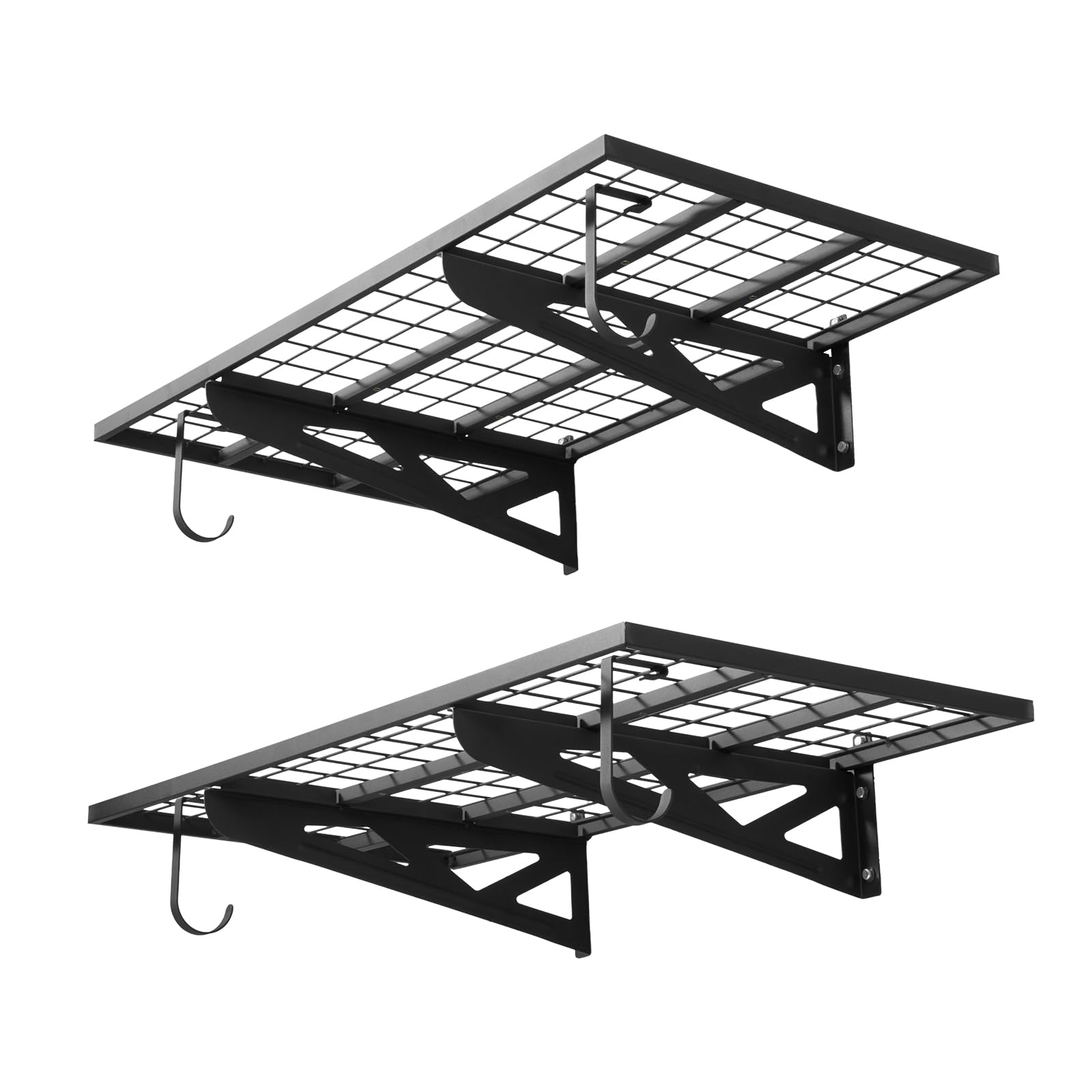 VEVOR Scaffale da Parete per Garage Portaoggetti 2 pezzi 122x62x21 cm, Scaffale a Griglia da Muro per Garage Lavanderia Officina Carico Singolo max. 113 kg, Rete da Parete Portaoggetti, Nero
