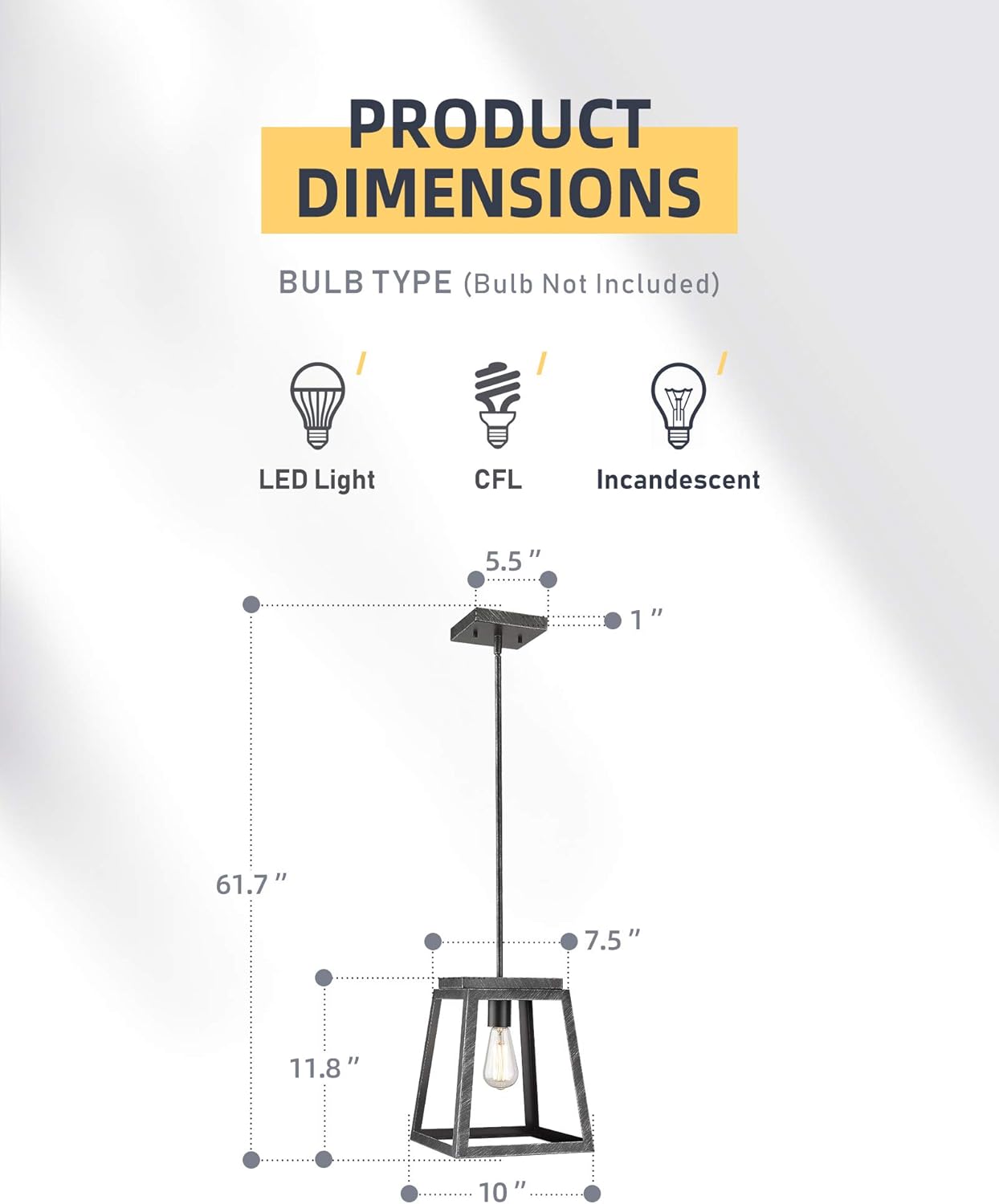 Super Sale 🛒 EAPUDUN Farmhouse Pendant Light, 1-Light Metal Wire Cage Hanging Lantern for Kitchen Island, Silver Hand-Brush Finish, PDA1294-FBGT