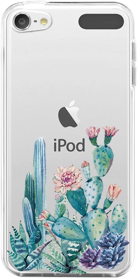 iPod Touch 6 Case,iPod Touch 6 Case for with Flower,LUOLNH Slim Shockproof Clear Floral Pattern Soft Flexible TPU Back Cover for Apple iPod Touch 6th Generation(Cactus Flower)
