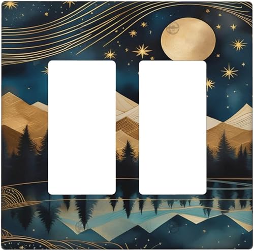 Miniatura 129 de Cubiertas Decorativas para Interruptor de Luz de Palanca Triple Retro Rojo Pulpo Monstruo Ola Marina Azul de 3 Segmentos Cubiertas de Placa de Pared