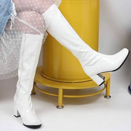 Miniatura 8 de Botas de charol para mujer, botas altas hasta la rodilla, piel sintética con zíper