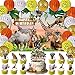 Safari Animal Birthday Party Suppliesï¼ŒSafari Birthday Decorationsï¼ŒSafari Party Decorationsï¼ŒSet Include Safari Backdrop Banner Ballon Cake Topper Cupcake Topper