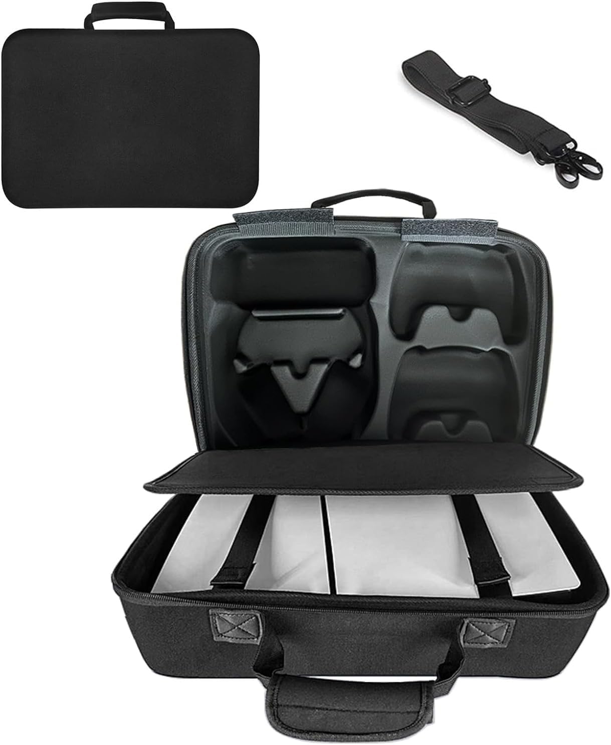 XICEN Carrying Case Compatible with PS5 Slim, PS5 Slim Travel Case Hard Shell Carry Bag, Organizer Protective Case for PS5 Slim Console,Dual Controller and Accessories (Black)