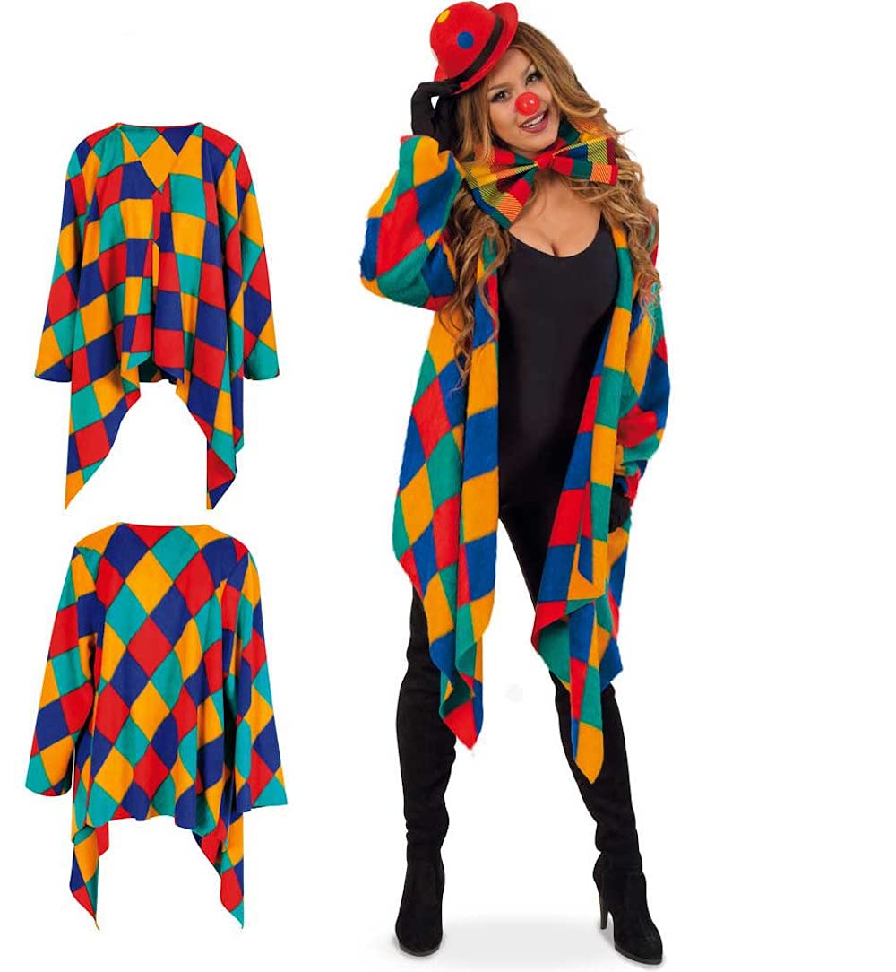 KarnevalsTeufel Kostüm-Set Clown 5-teilig Weste mit passender Schleife und Mini-Melone, Handschuhe und Clownsnase Spaßvogel Kasper