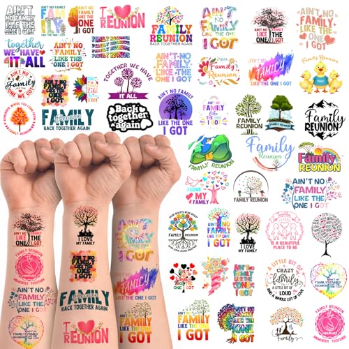 YanZonic 144Pcs Family Reunion Temporary Tattoos - Temporary Tattoos for