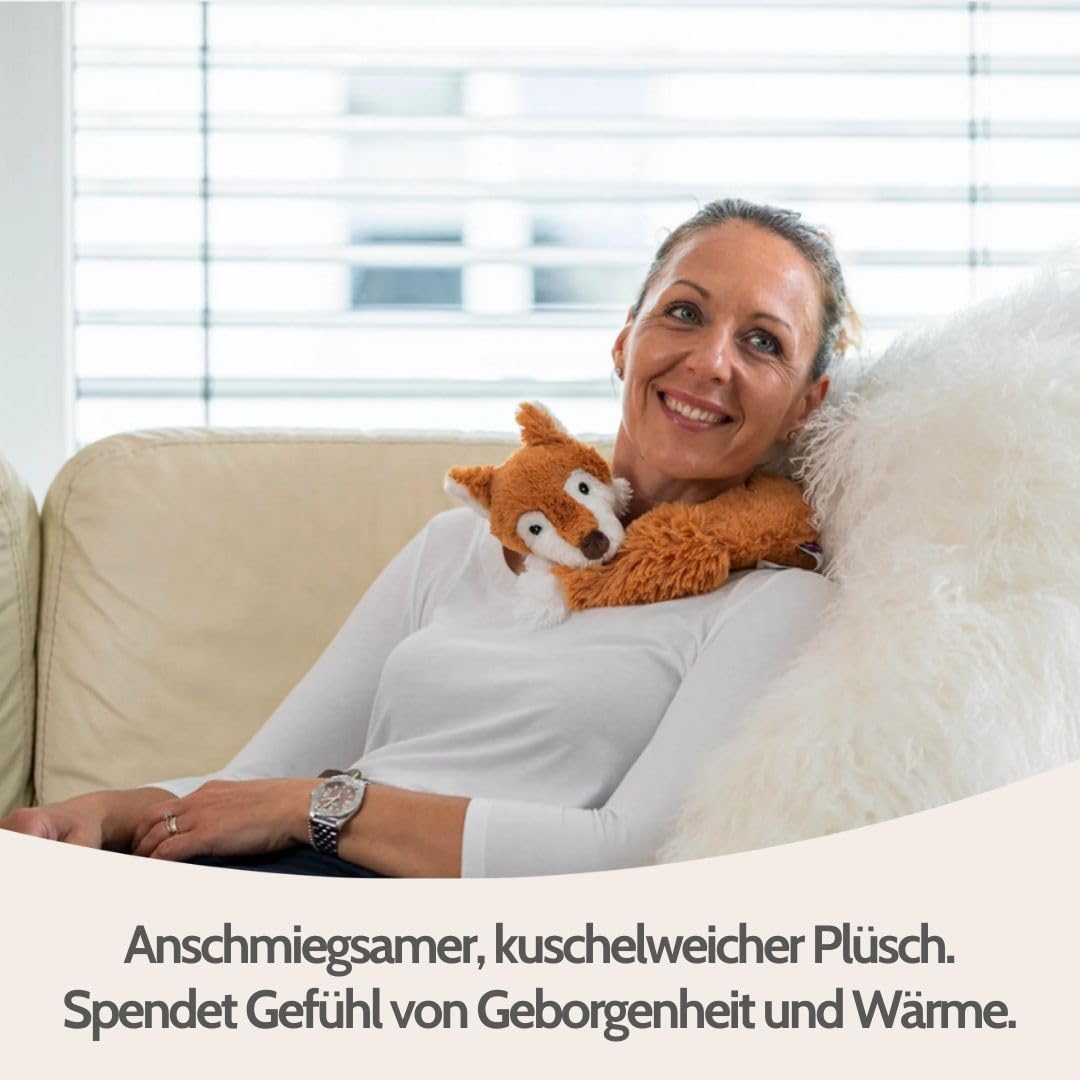 Habibi Plush Coussin de cou Renard Coussin avec chaleur Velcro avec garnissage 100% naturelle millet et de Aroma