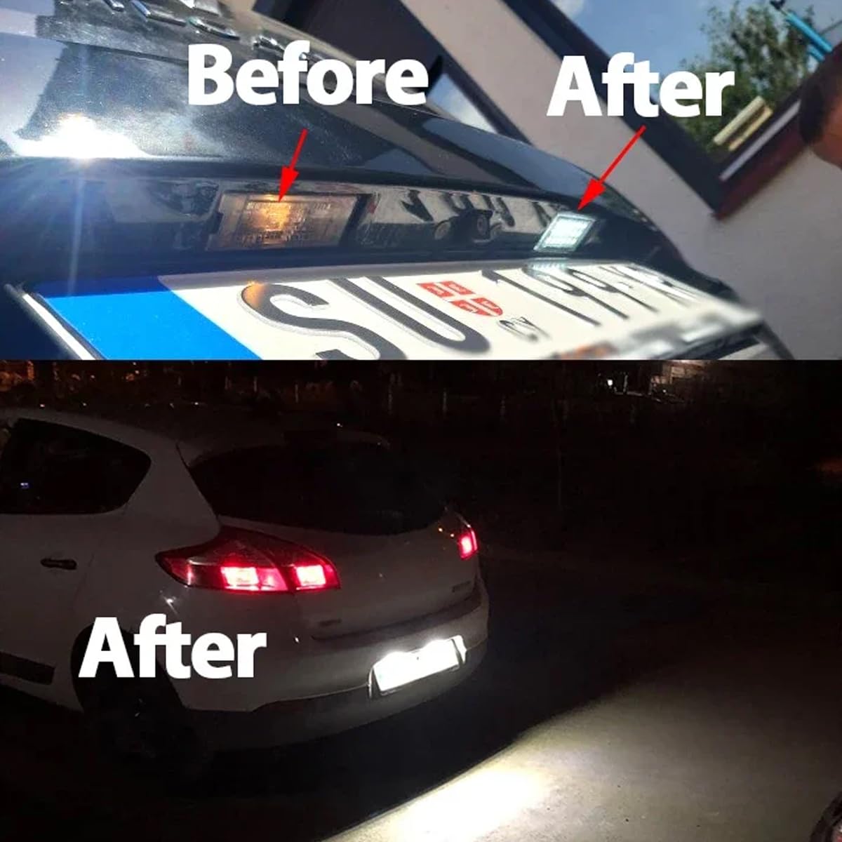 Światła LED Tylne do Tablicy Rejestracyjnej Bez Błędów Compatible for Renault Clio Laguna 2 Megane 3 Twingo Master Vel Satis Wind Trafic Twizy Wodoszczelne Białe 6000K 2 Sztuki