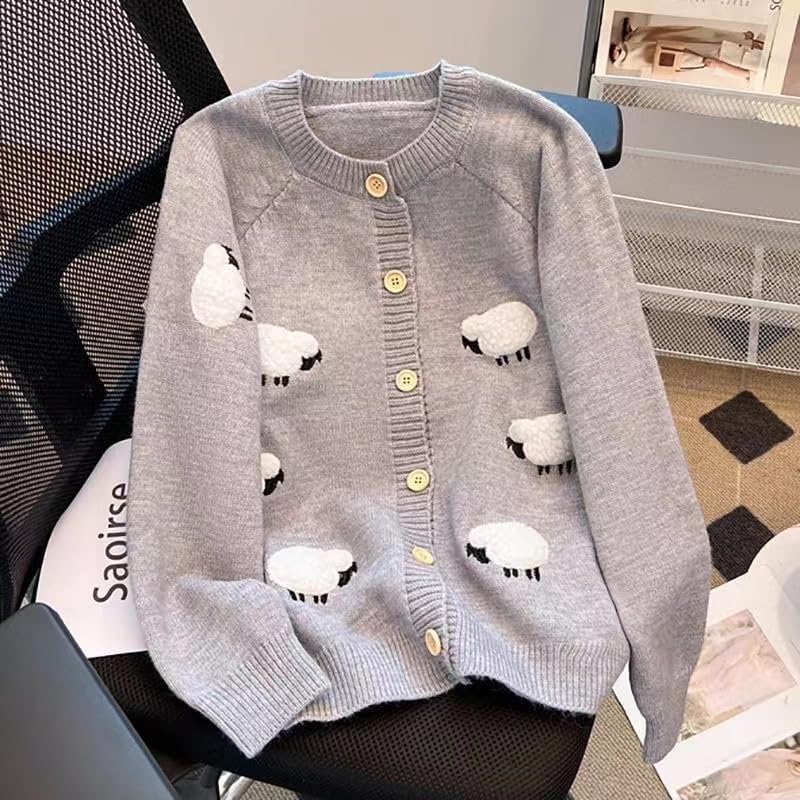 Sheep Sweater Cardigan for Women-Funny Fall Winter Animal Christmas Long Sleeve Button Knit Cardigans Sweaters4