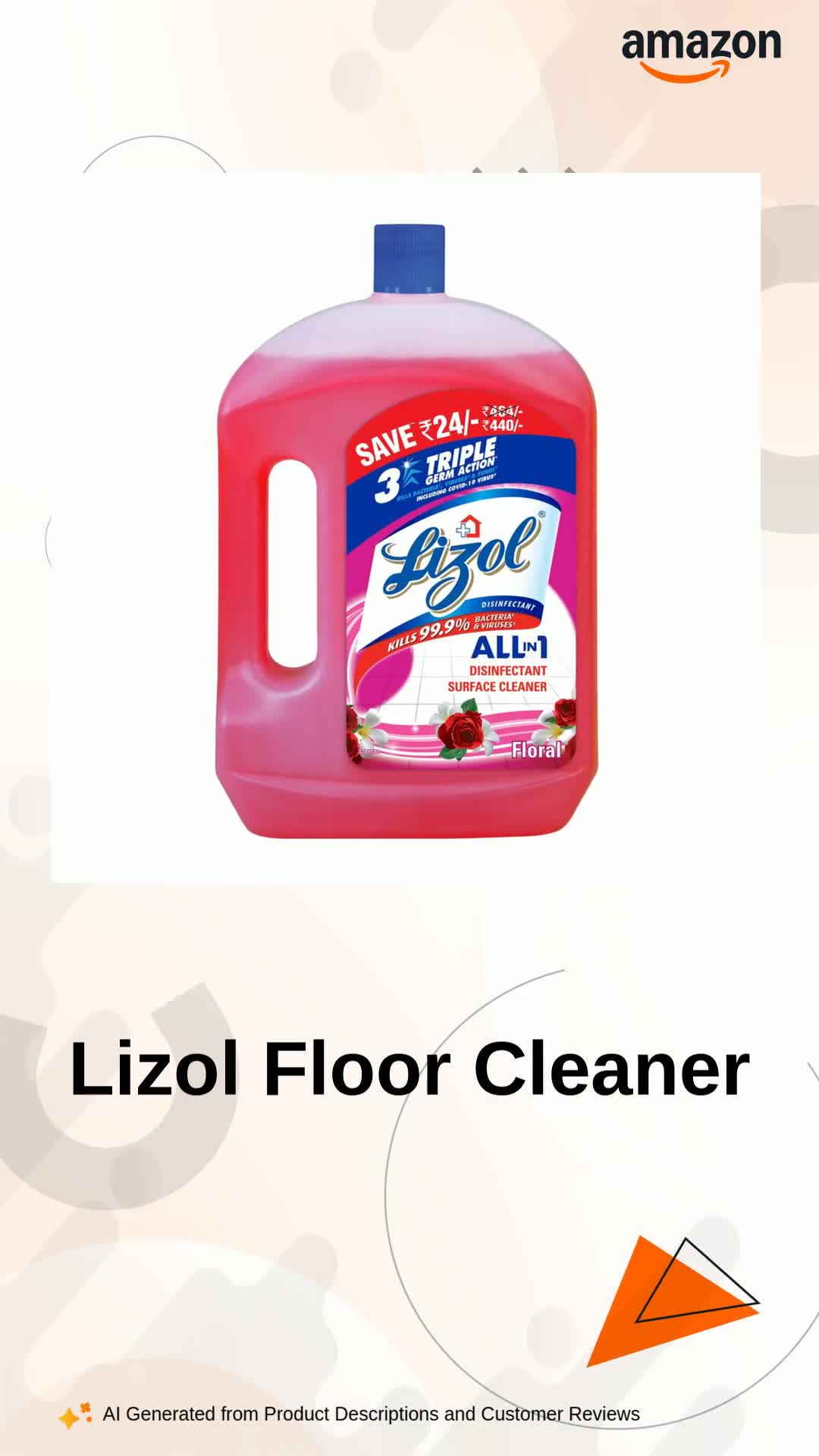 Lizol Disinfectant Surface & Floor Cleaner Liquid, Floral - 2