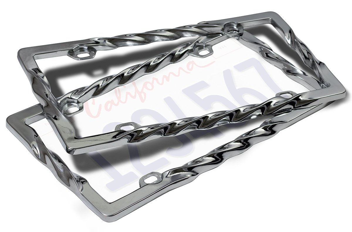 Auto License Plate Frame Cover - Fits Select Vehicles Car Truck Van SUV - Braided Twist