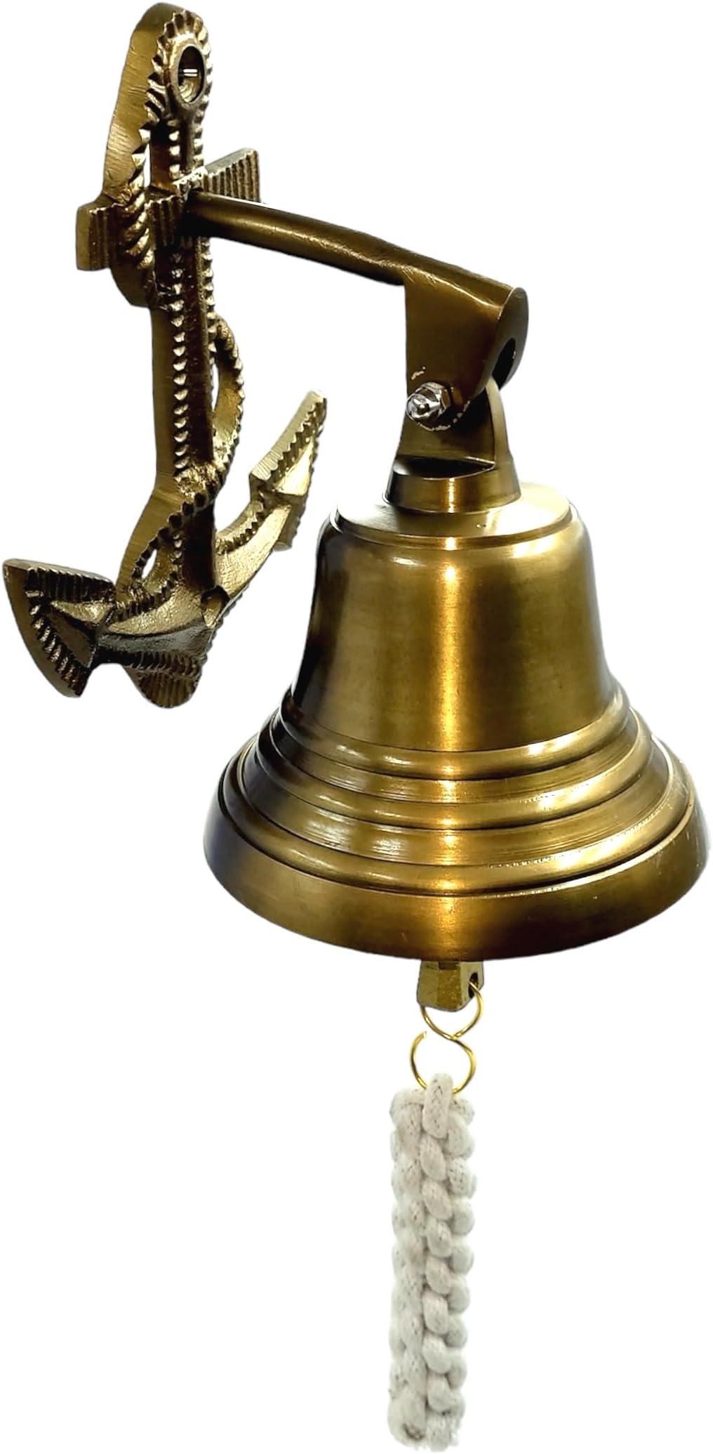 Akanksha Arts 6インチ 装飾メタルドアベル、アンカー船ベル - 大型ディナーコールベル 屋内 屋外 壁取り付け装飾ベル 大音量のハウスベル ドアパブ オフィス用