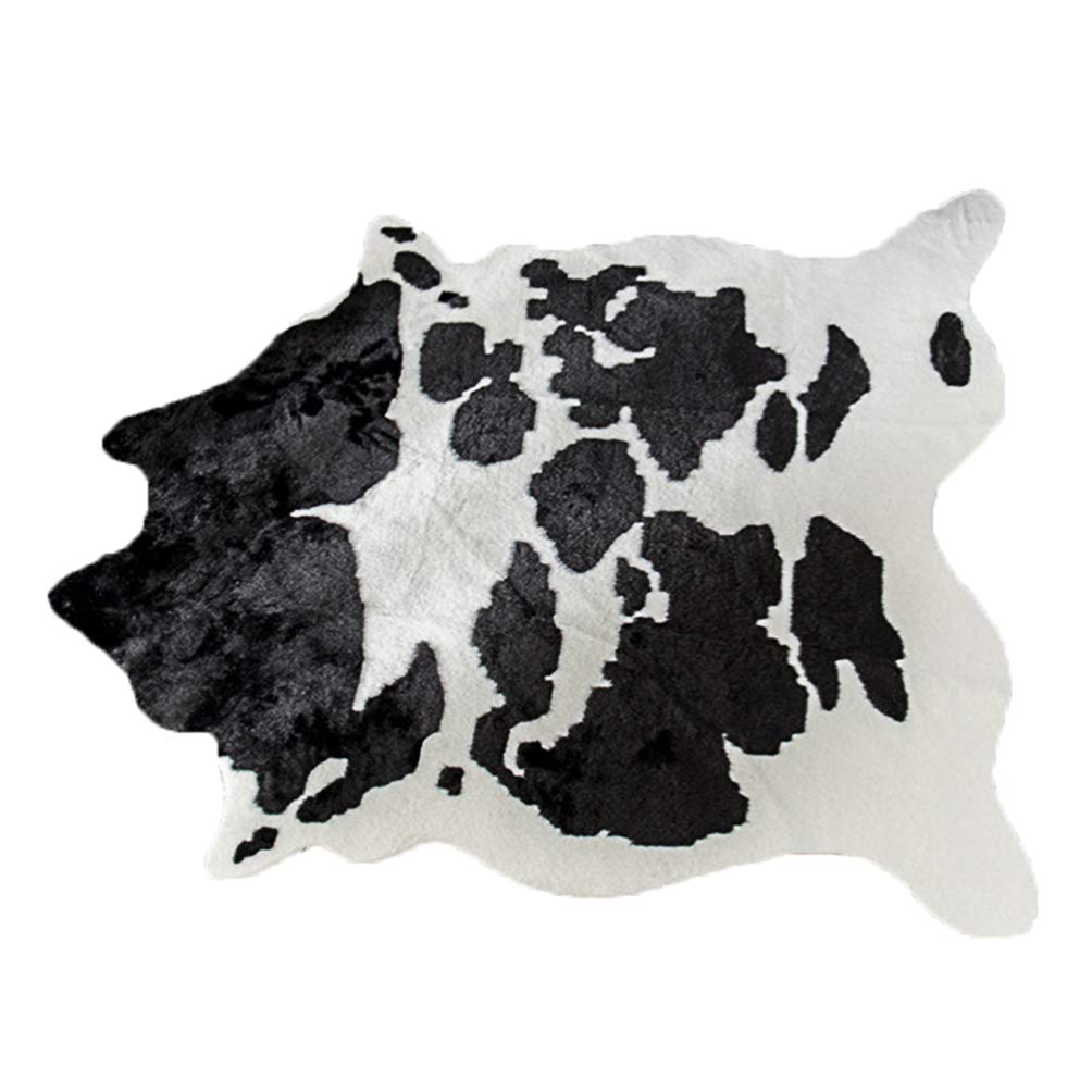 VOSAREA Tapis de Sol Imitation Peau de Vache Blanc Antidérapant en Polyester Multifonction pour Décoration Maison et Chambre
