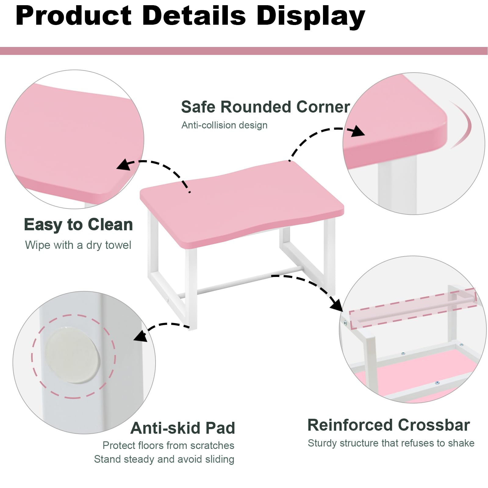 Itsst Wooden Step Stool,Bed Step Stool for Adult,Wood One Step Stool for Kitchen, Bedroom, Living Room, Bathroom Hold up to 500lbs