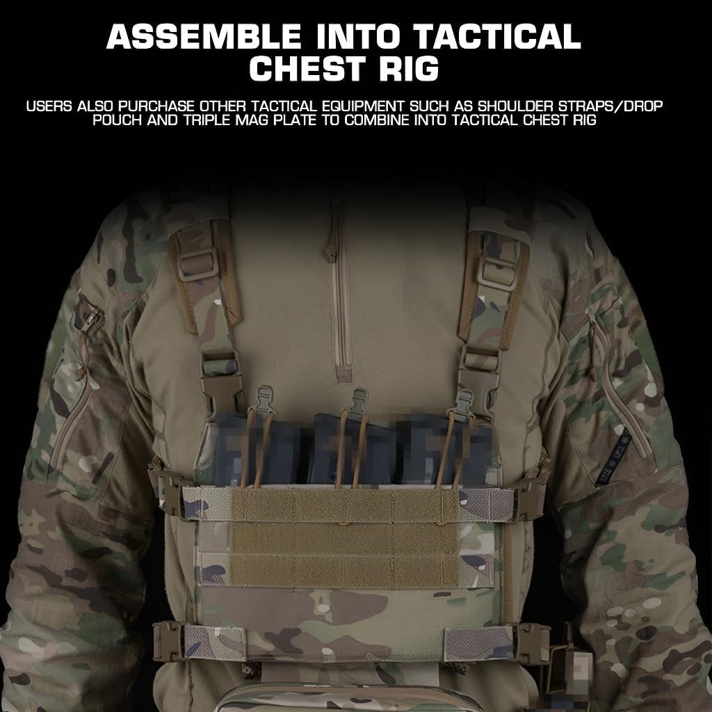 Nylon 3-Pocket Tactical Pouch (24 * 19cm) - Quick-Release Handle, MOLLE Compatible, Hook & Loop Panel (0.262kg)