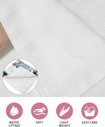 Miniatura 5 de Paquete de 2 toallas de cocina de algodón con tejido de gofre, gnomo azul invierno, copos de nieve, a cuadros blancos y negros, absorbentes, de