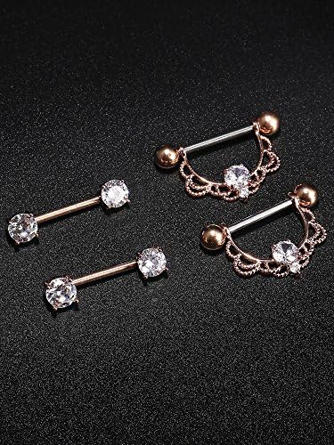 Lot 6 Anneaux Barre Téton 14G Acier Inoxydable 316L - Droits 12/14/16/18 Mm Avec Boules 5 Mm, Bijoux Piercing