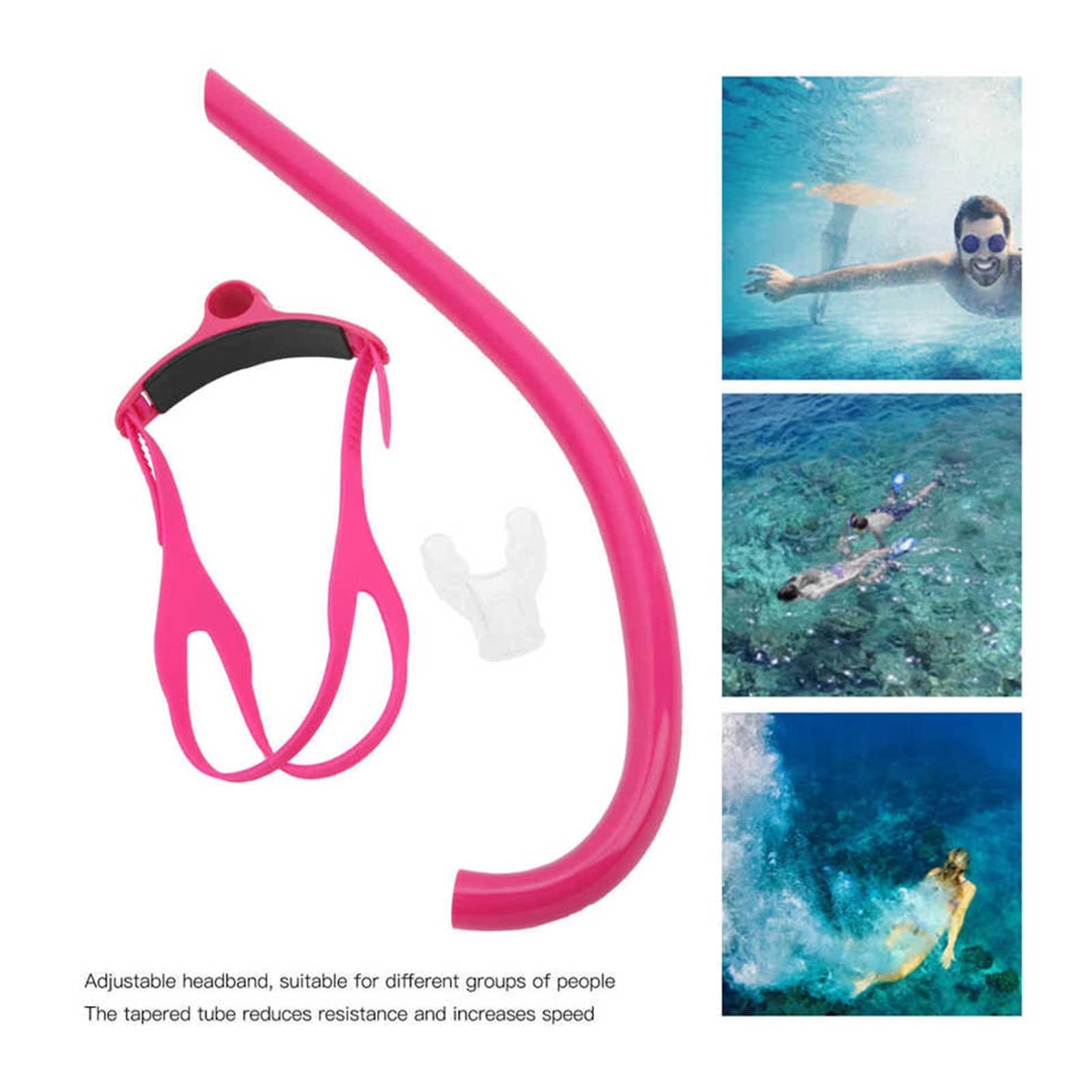 AmAzwi Tauchen Schnorchel Schwimmvorderattröhre mit Silikon -Mundstück Schwimmtraining Atemausrüstung Tauchausrüstung für Tauch- und Schnorchelaktivitäten (Color : Blue)