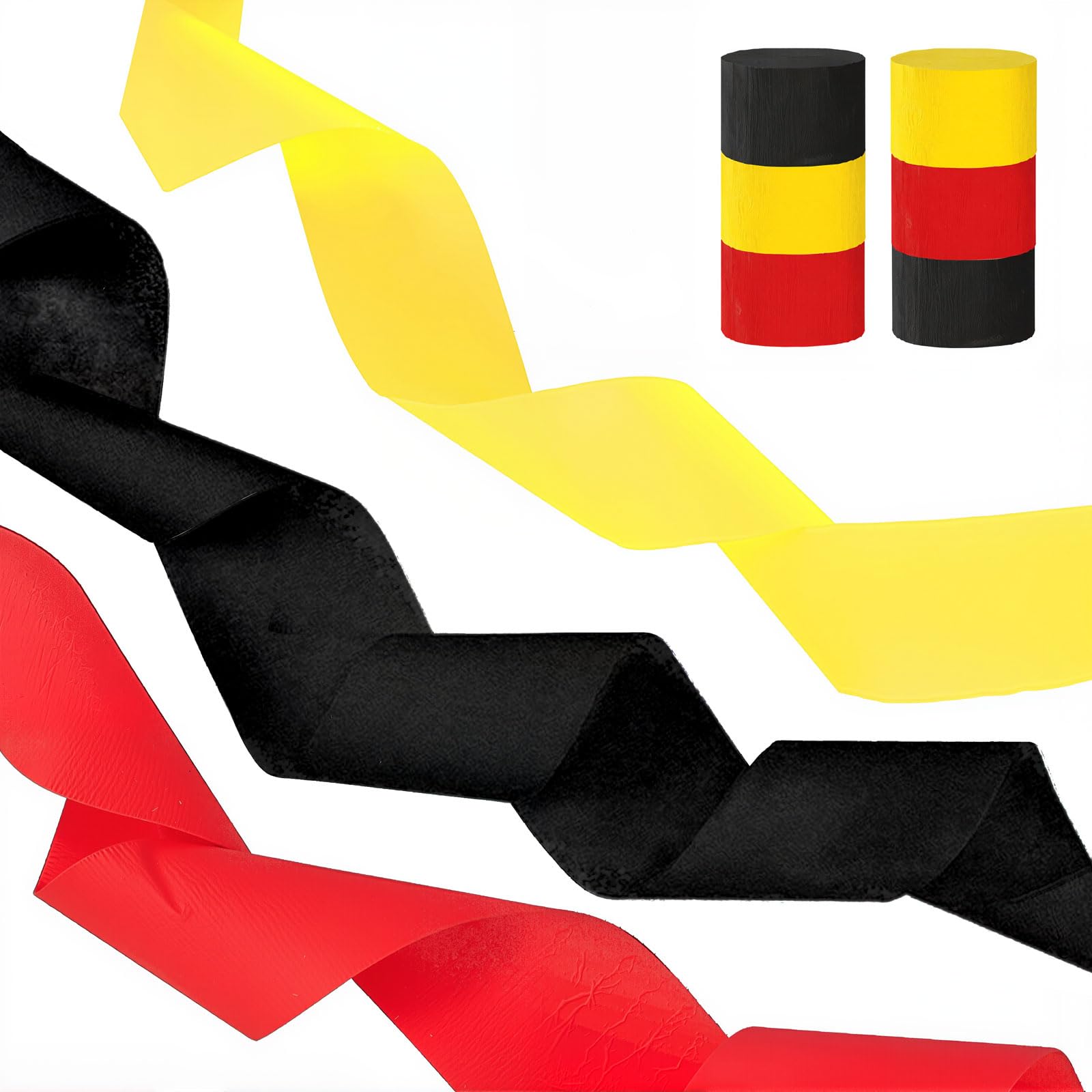 Vsosfiza Kreppband-Set Rot/Schwarz/Gelb 6 Rollen (25m x 4,5cm) - Für Partys & Feiern