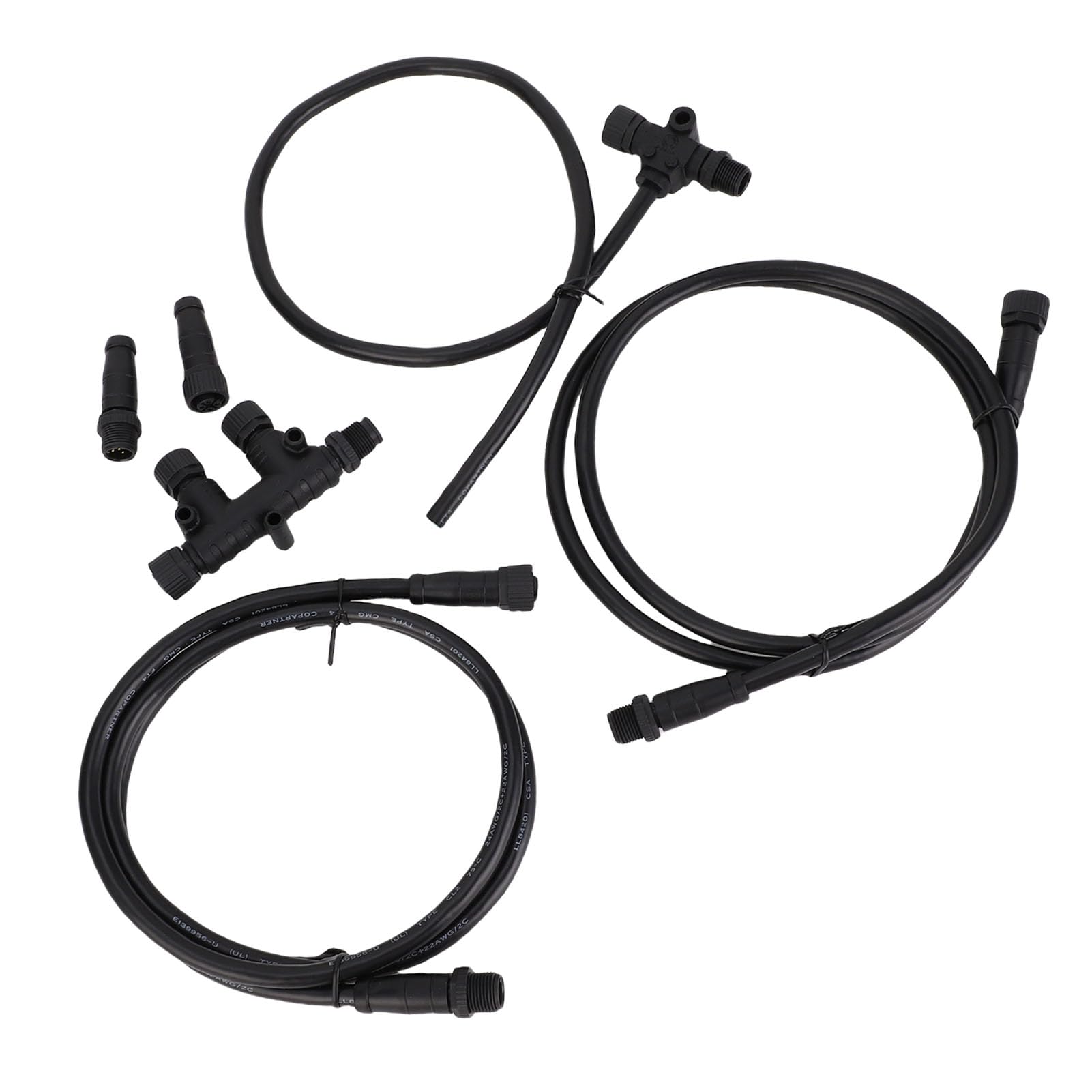 Acouto Kit de Démarrage NMEA 2000 Câbles de Base de qualité Marine Câbles de Dérivation Tés Terminateurs Connecteur T 5 Broches 2K Remplacement pour Adaptateur T 1 Ca Kit de Démarrage NMEA 2000