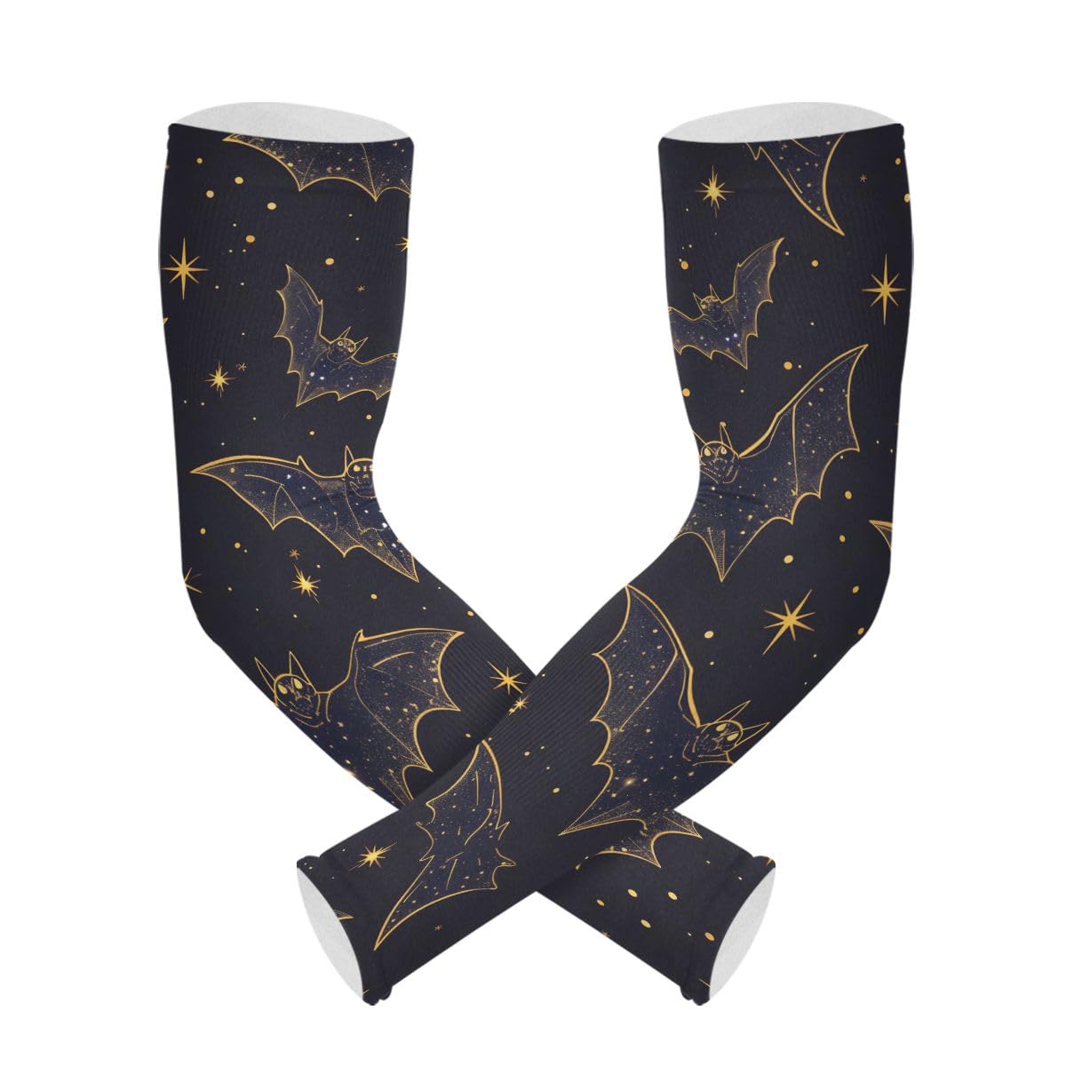 Cooling Arm Sleeves for Men Women UV Sun Protection Arm Covers Bats Dark Compression Sleeves Sports Football Golf Cycling