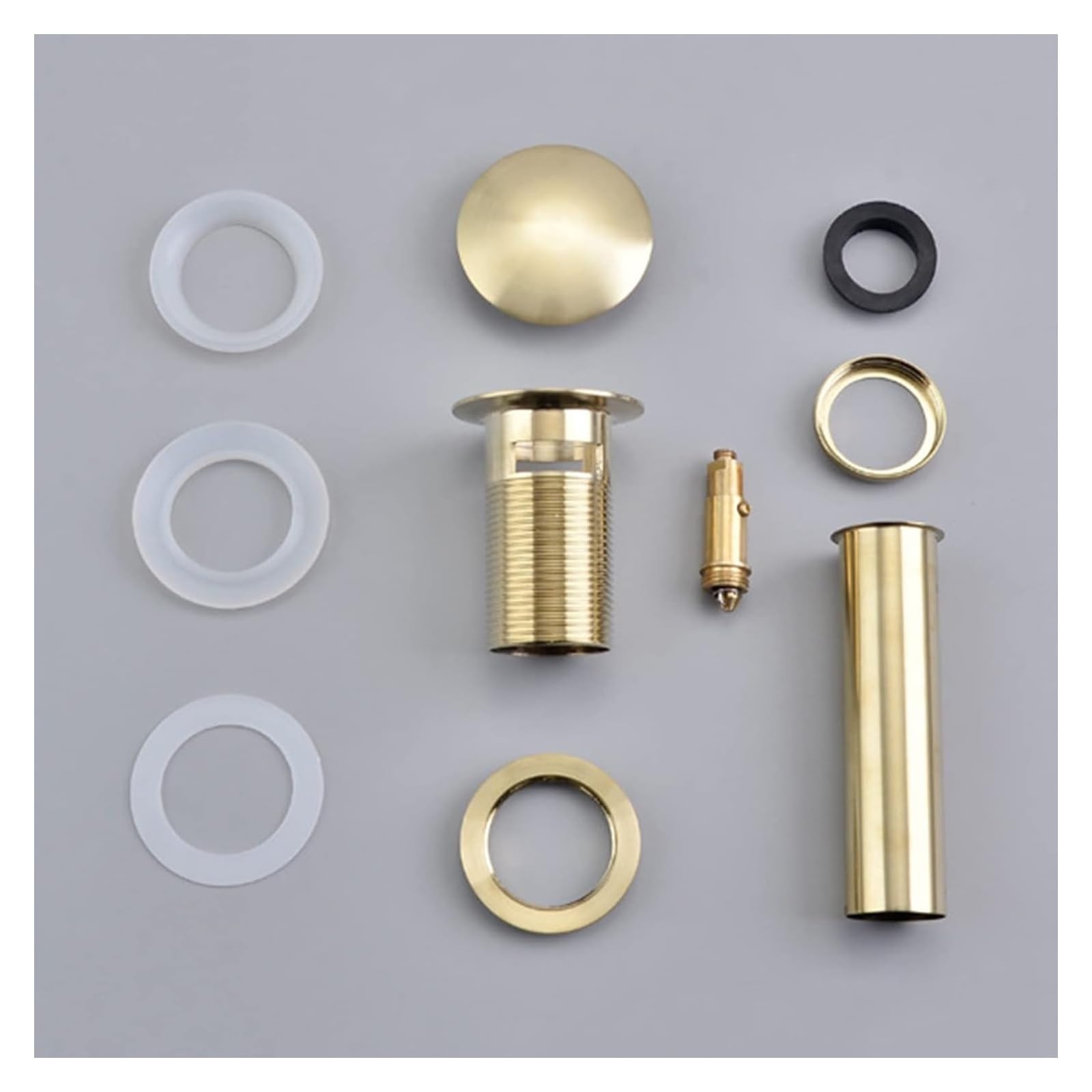 Korek do zlewu z odpływem typu pop-up i przelewem, odpływ odbijający z mosiądzu z otworem przelewowym lub bez(Brushed Gold a)
