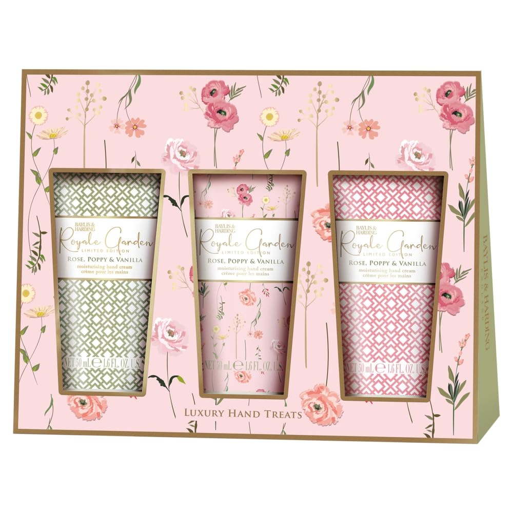 Baylis & Harding Royale Garden Rose, Poppy & Vanilla Luxury Hand Treats Gift Set (Pack of 1) - Vegan Friendly